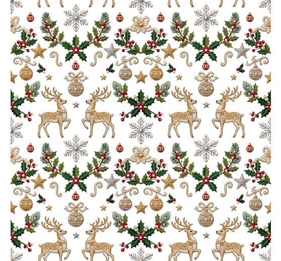 Baumwoll-Stoff "Rentier & Ilex", Acryl beschichtet
