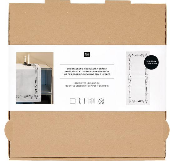 Kit de broderie au point de croix compt&eacute; &laquo; Chemin de table herbes &raquo;