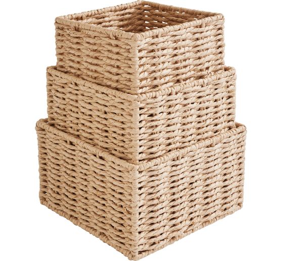 VBS Basket "Square", woven set of 3