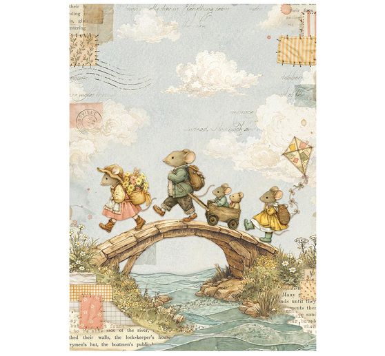 Stamperia Motiv-Strohseiden Sortiment "Cozy Family", DIN A6, 8er Set