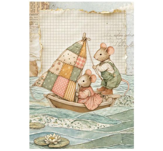 Stamperia Motiv-Strohseiden Sortiment "Cozy Family", DIN A6, 8er Set