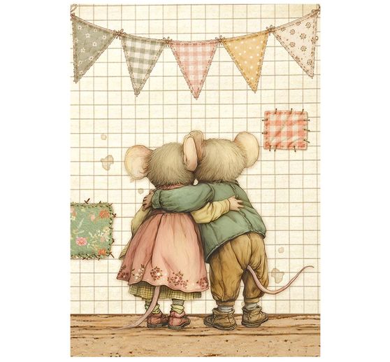 Stamperia Motiv-Strohseiden Sortiment "Cozy Family", DIN A6, 8er Set