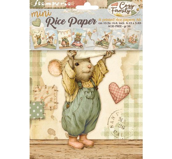 Stamperia Motiv-Strohseiden Sortiment "Cozy Family", DIN A6, 8er Set