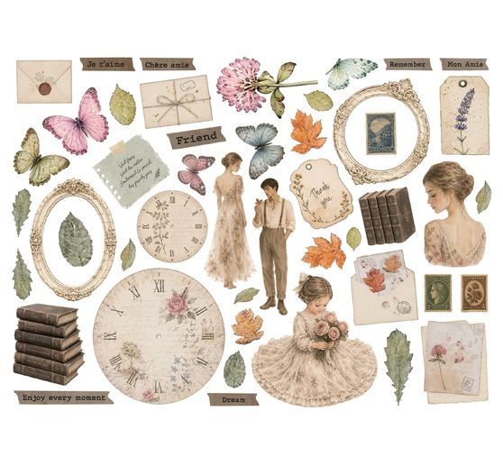 Motifs estamp&eacute;s Stamperia &laquo; Flowers and Poems &raquo;