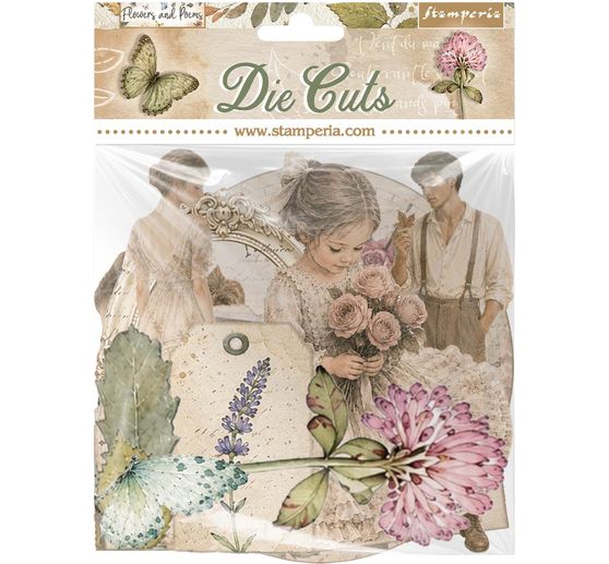 Motifs estamp&eacute;s Stamperia &laquo; Flowers and Poems &raquo;