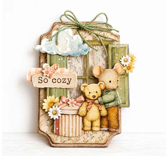 Motifs estamp&eacute;s Stamperia &laquo; Cozy Family &raquo;