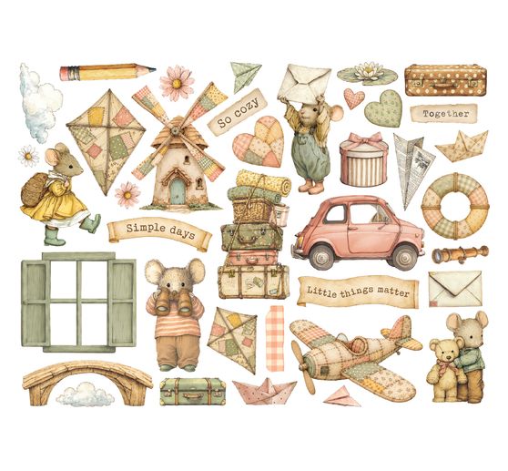 Motifs estamp&eacute;s Stamperia &laquo; Cozy Family &raquo;