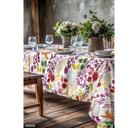 Motif fabric linen look "Guajira Leaves"