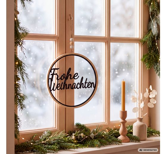 VBS Holzring mit Schriftzug "Frohe Weihnachten"