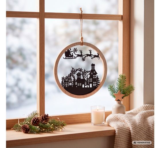 Anneau d&eacute;co en bois VBS &laquo; Christmas Eve &raquo;
