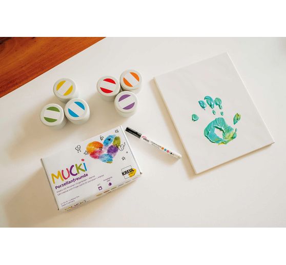 MUCKI porcelain finger paint + marker "Porzellanfreunde", 6 x 50 ml