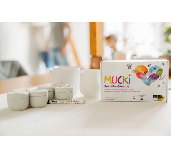 MUCKI porcelain finger paint + marker "Porzellanfreunde", 6 x 50 ml