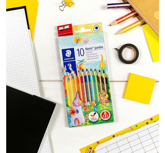 STAEDTLER Coloured pencils "Noris Jumbo", 10 colours + sharpener