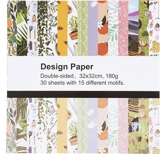 Bloc de papier &agrave; motifs &laquo; Summer &raquo;, 32 x 32 cm, 30 feuilles