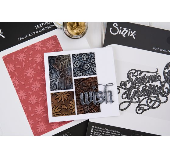 Sizzix A5 Embossing template "Holly Poinsettia by Tim Holtz"