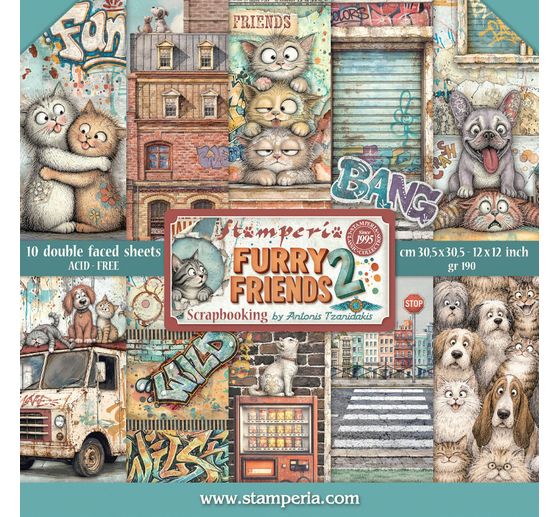 Bloc de papier scrapbooking Stamperia &laquo; Furry Friends 2 &raquo;