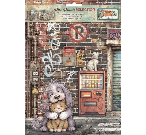 Stamperia Motiv-Strohseiden Sortiment "Furry Friends 2", DIN A4 , 6er-Set