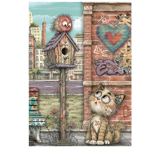 Stamperia Motif straw silk assortment "Furry Friends 2", DIN A6, set of 8