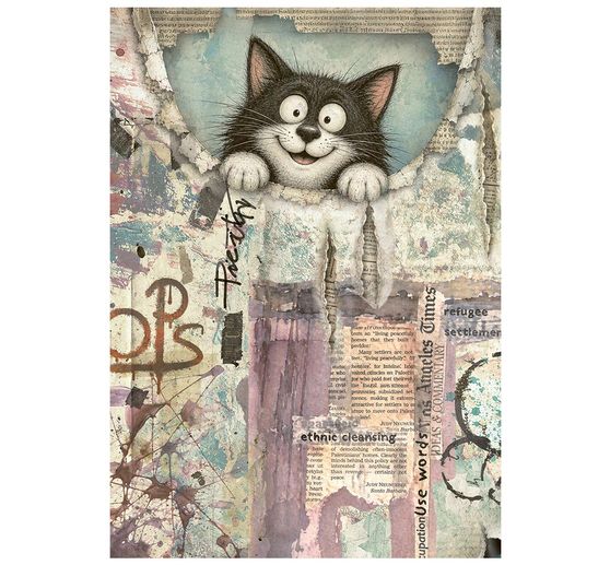 Stamperia Motif straw silk assortment "Furry Friends 2", DIN A6, set of 8