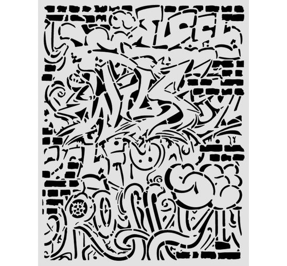 Stamperia Stencil "Furry Friends 2 - Graffiti", 20 x 25 cm