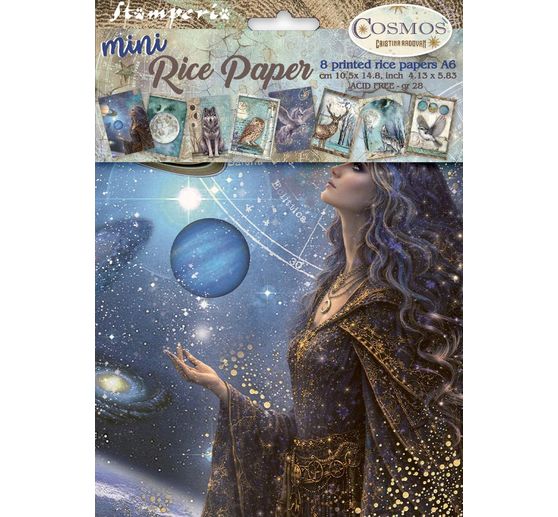 Stamperia Motiv-Strohseiden Sortiment "Cosmos", DIN A6, 8er Set