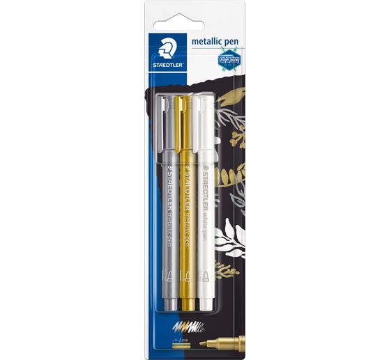 Marqueur permanent STAEDTLER &laquo; Metallic &raquo;, pointe ronde, 3 couleurs