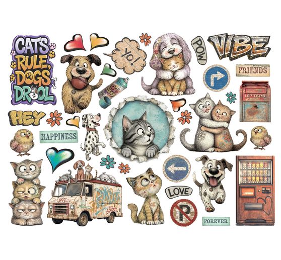 Motifs estamp&eacute;s Stamperia &laquo; Furry Friends 2 &raquo;