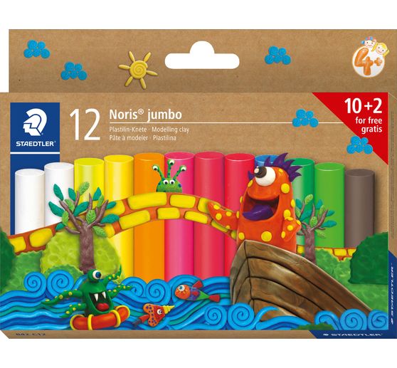 P&acirc;te &agrave; modeler STAEDTLER &laquo; Noris Jumbo &raquo;, 12 couleurs