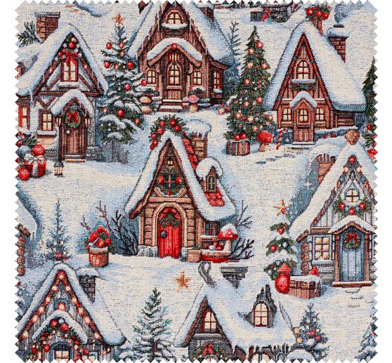 Gobelin-Stoff mit Lurex "Snowy Village"