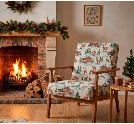Tapestry fabric with lurex "Alpine Chalet Magic"