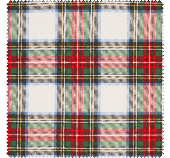 Motif fabric linen look "Tartan check-White", acrylic-coated
