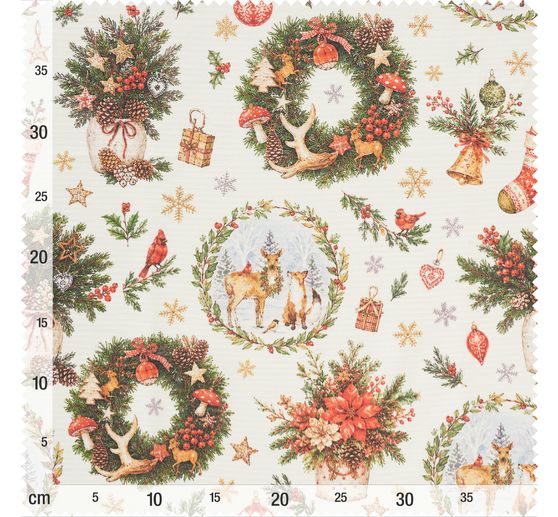 Tissu coton au m&egrave;tre &laquo; Univers de No&euml;l festif &raquo;, enduction acrylique