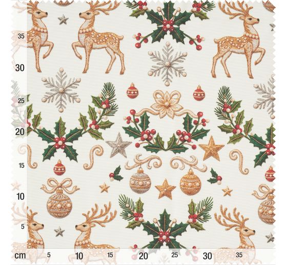 Tissu coton au m&egrave;tre &laquo; Rentier & Ilex &raquo;, enduction acrylique