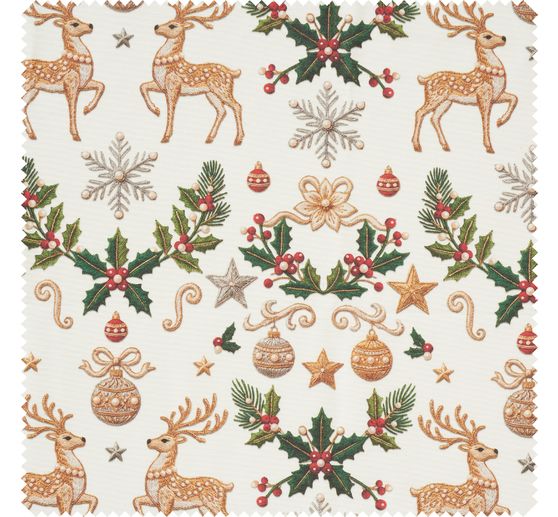 Tissu coton au m&egrave;tre &laquo; Rentier & Ilex &raquo;, enduction acrylique