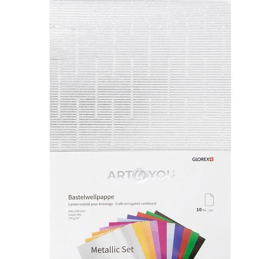 Bastelwellpappe "Metallic", 25 x 35 cm, 10 Blatt