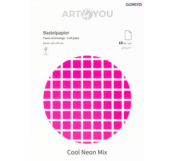 Bastelpapier "Cool Neon Mix", A4, 10 Blatt