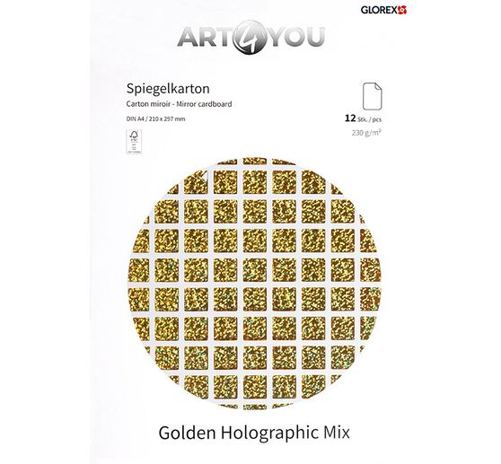 Spiegelkarton "Golden Holographic Mix", A4, 12 Blatt