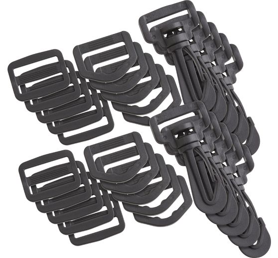 VBS Taschenzubehör-Set "Karabiner, D-Ring und Leiterschnalle", 30-tlg