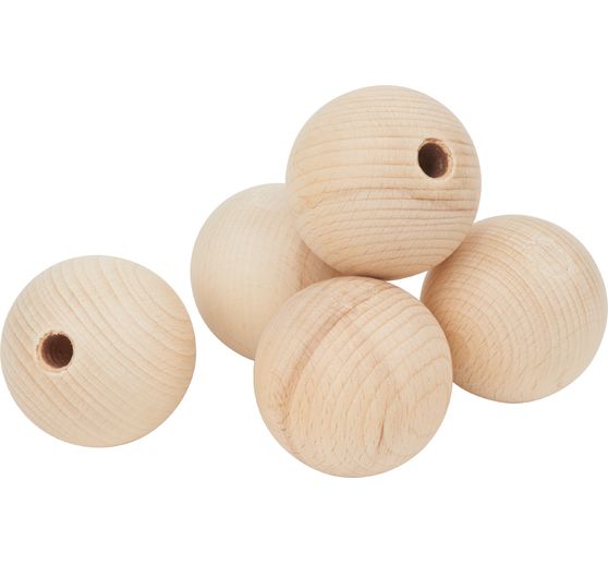 Perles en bois demi-percées, Ø 50 mm