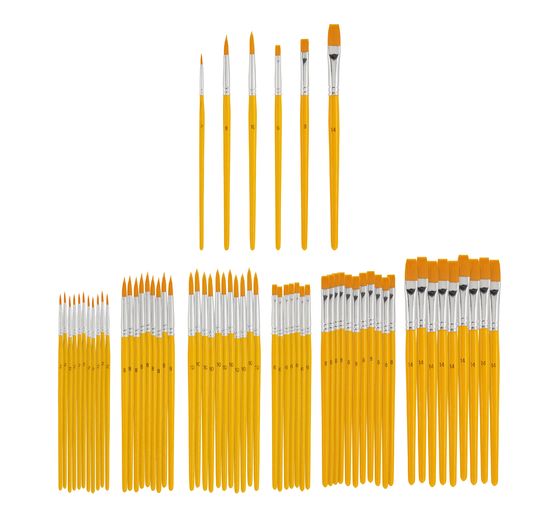 VBS Brush synthetic hair "Assorted", 64 pieces