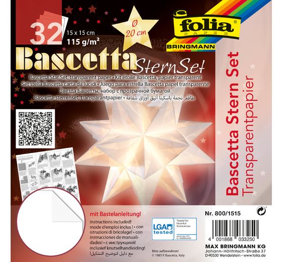 Bascetta-Stern Set "Transparentpapier", Weiß