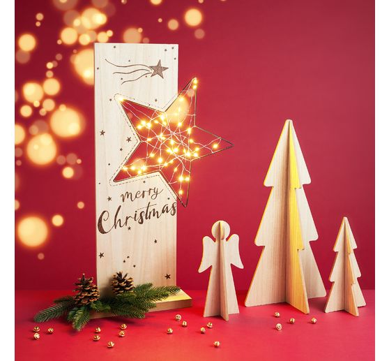 D&eacute;coration &agrave; embo&icirc;ter en bois VBS &laquo; Silhouette sapin &raquo;