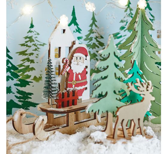 D&eacute;corations &agrave; embo&icirc;ter en bois VBS &laquo; Sapins &raquo;, set de 2