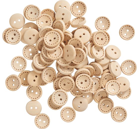 Boutons en bois VBS « Point de couture », 100 pc.