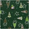 Cotton fabric "Firs, stars and gifts" Green