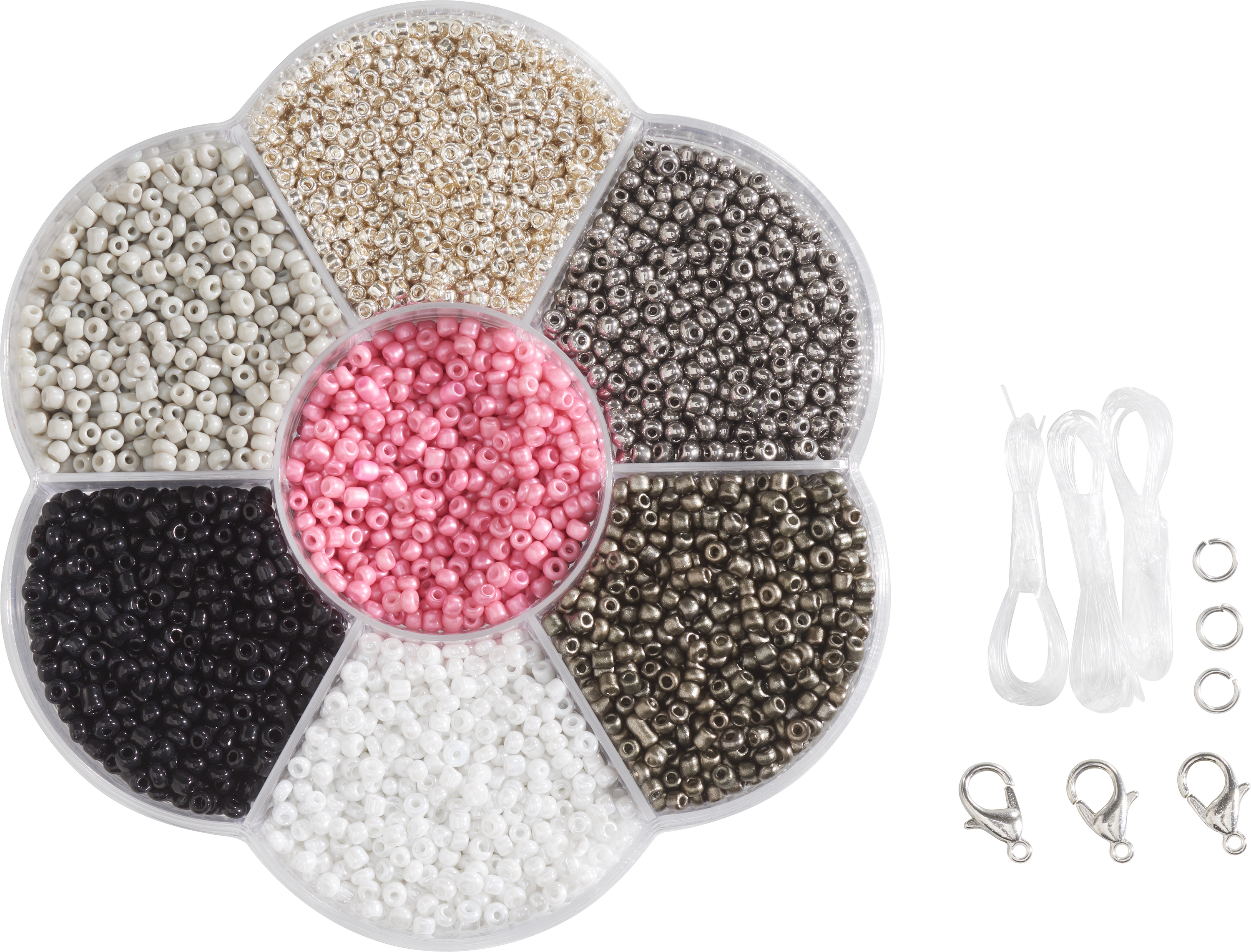 Lot De Perles De Rocaille Anciennes - Mélange Blanc Et Rose Métallisé - Écheveau Pour Création Bijoux Et DIY