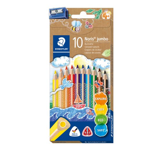 Crayons de couleur STAEDTLER Noris colour « Jumbo » + taille-crayon