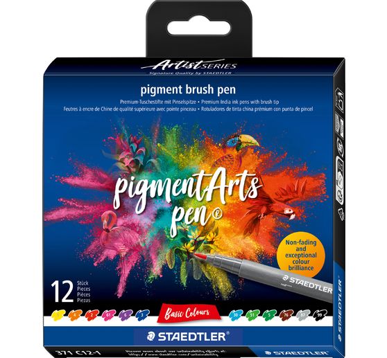 Pigment brush pen STAEDTLER, set de 12