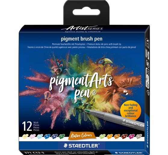 Pigment brush pen STAEDTLER, set de 12