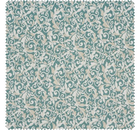 Tissu imprimé aspect lin « Feuillage »